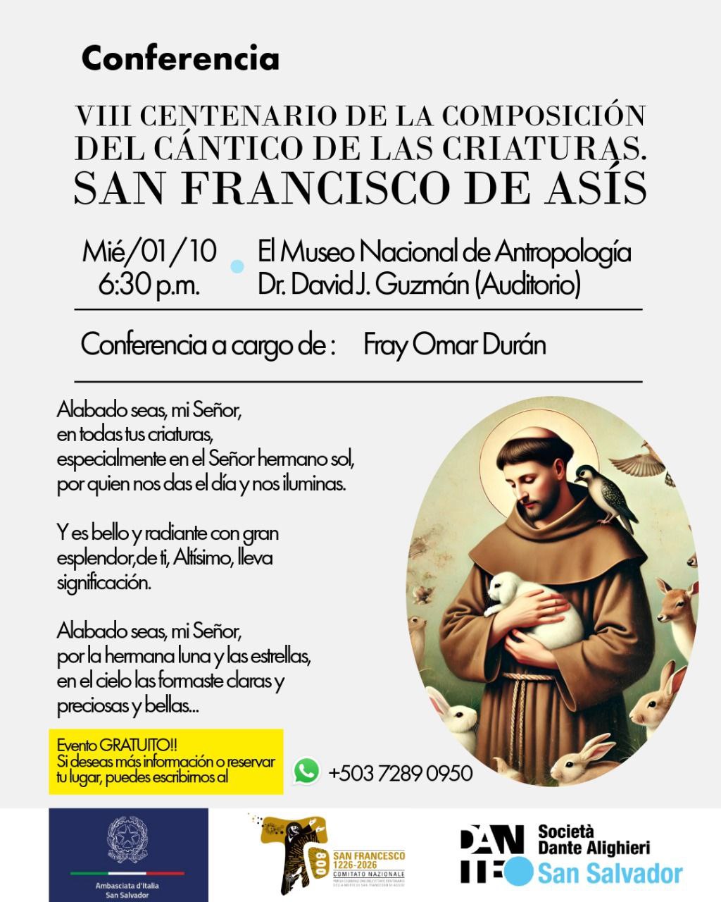 VIII Centenario de la composición del Cántico de las Criaturas de San Francisco de Asís